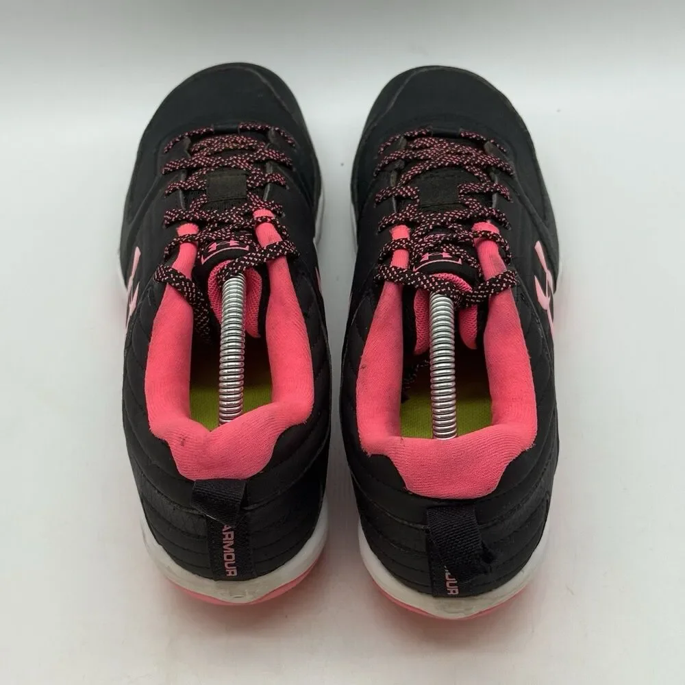 Under Armour LeadOff Low JR Cleats Youth 6 Women 7.5 Black Hot Pink 3022072-002